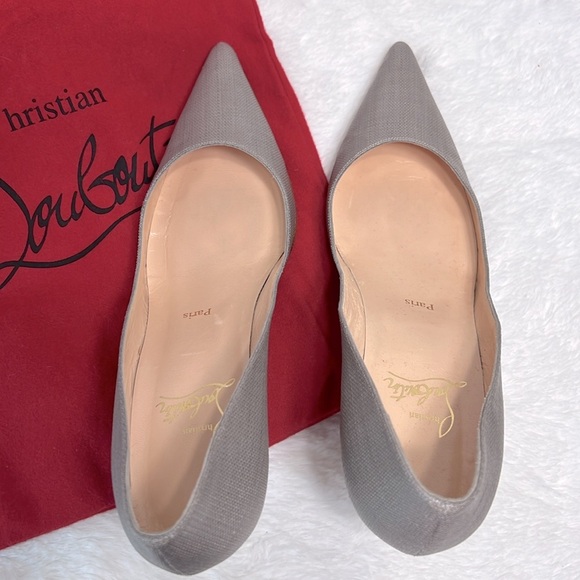 Christian Louboutin Gray/Silver Pointed Toe pump size 37 - Picture 3 of 11